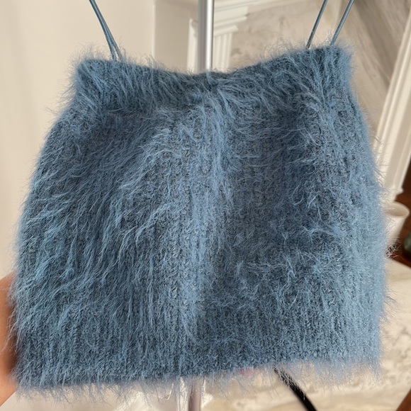 Zara fluffy crop top in blue - Picture 5 of 5